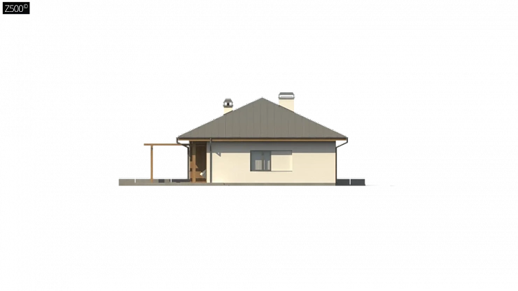 Вариант одноэтажного дома Z176 с гаражом справа на одну машину.